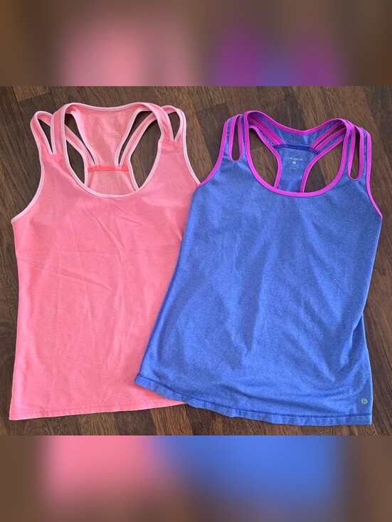 Layer 8 Tops - Layer 8 Double-Strap Tank Tops in Coral and Periwinkle Blue. Size Small